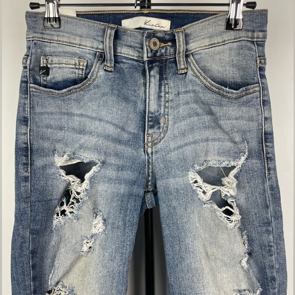 Kancan Light Blue Distressed Destroyed KC11004 Skinny Jeans - Picture 4 of 8